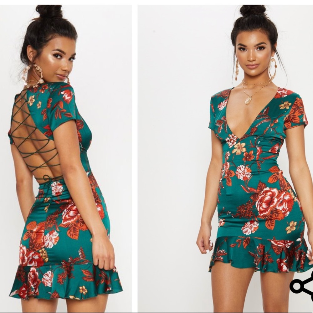 PrettyLittleThing Emerald Green Mini Dress